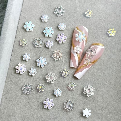 100Pcs Winter Nail Charms Christmas Snowflake Nail Gems Snowflake Nail Charms-3