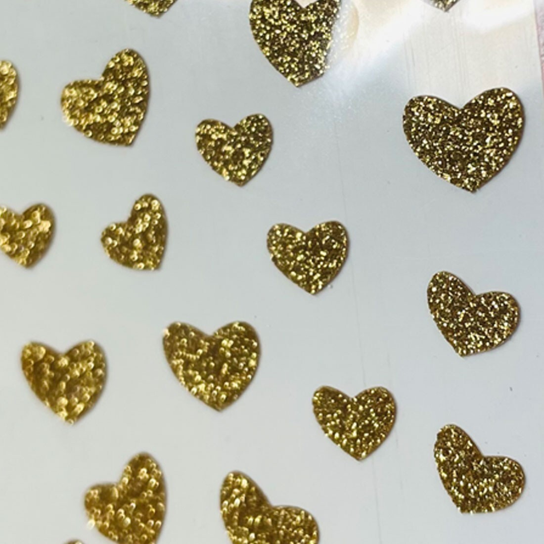 Sparkle 3D Nail Decorations Gold Hearts DIY Raised Stickers Made in Korea Art