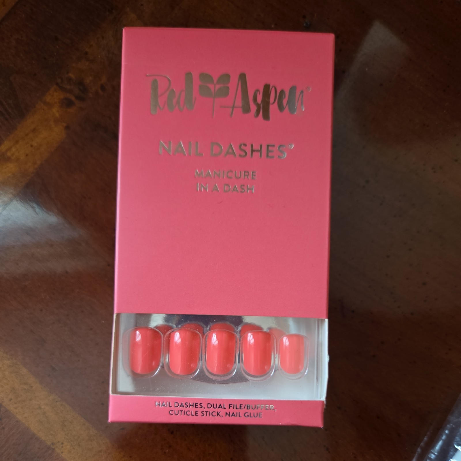 Press On Nails Nail Dashes Red Aspen Crushing on Camilla Coral Pink Neon Salmon