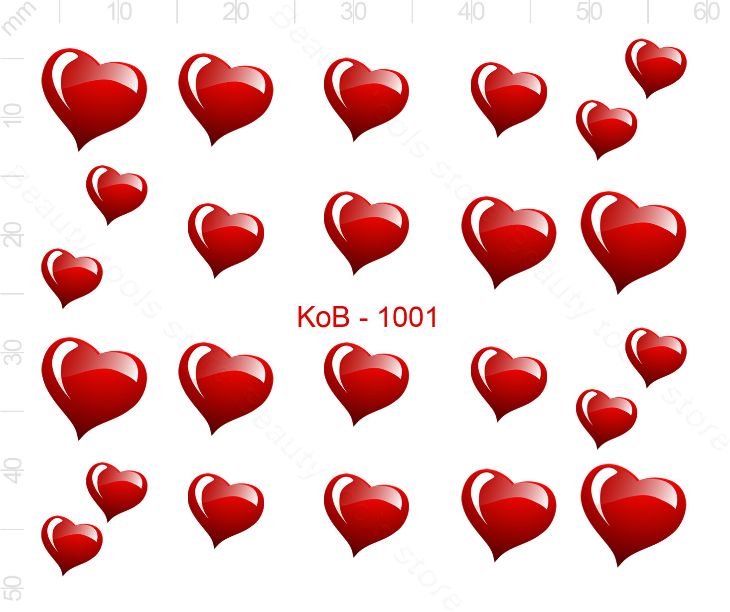 Nail Art Water Transfer Sticker Decal Stickers Pretty 3D Heart Red KoB-1001