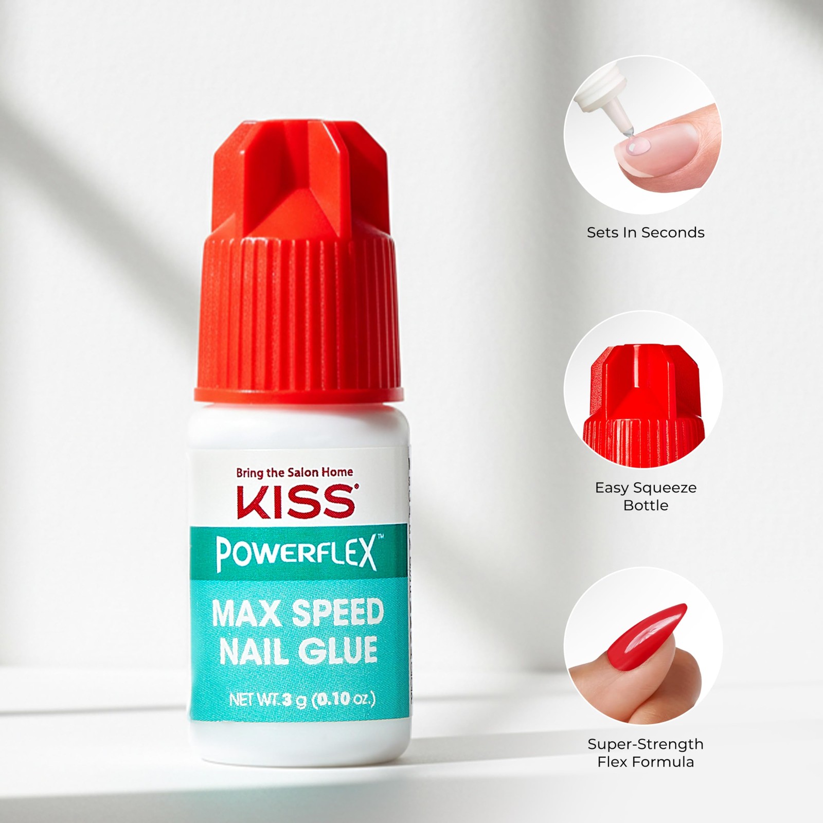 KISS PowerFlex Maximum Speed Nail Glue – Fast Drying Adhesive 1 Pack, Clear