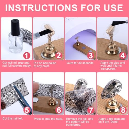 20 Rolls Lace Nail Foil Transfer Sheets, 2 Boxes Lace Nail Foil Stickers,
