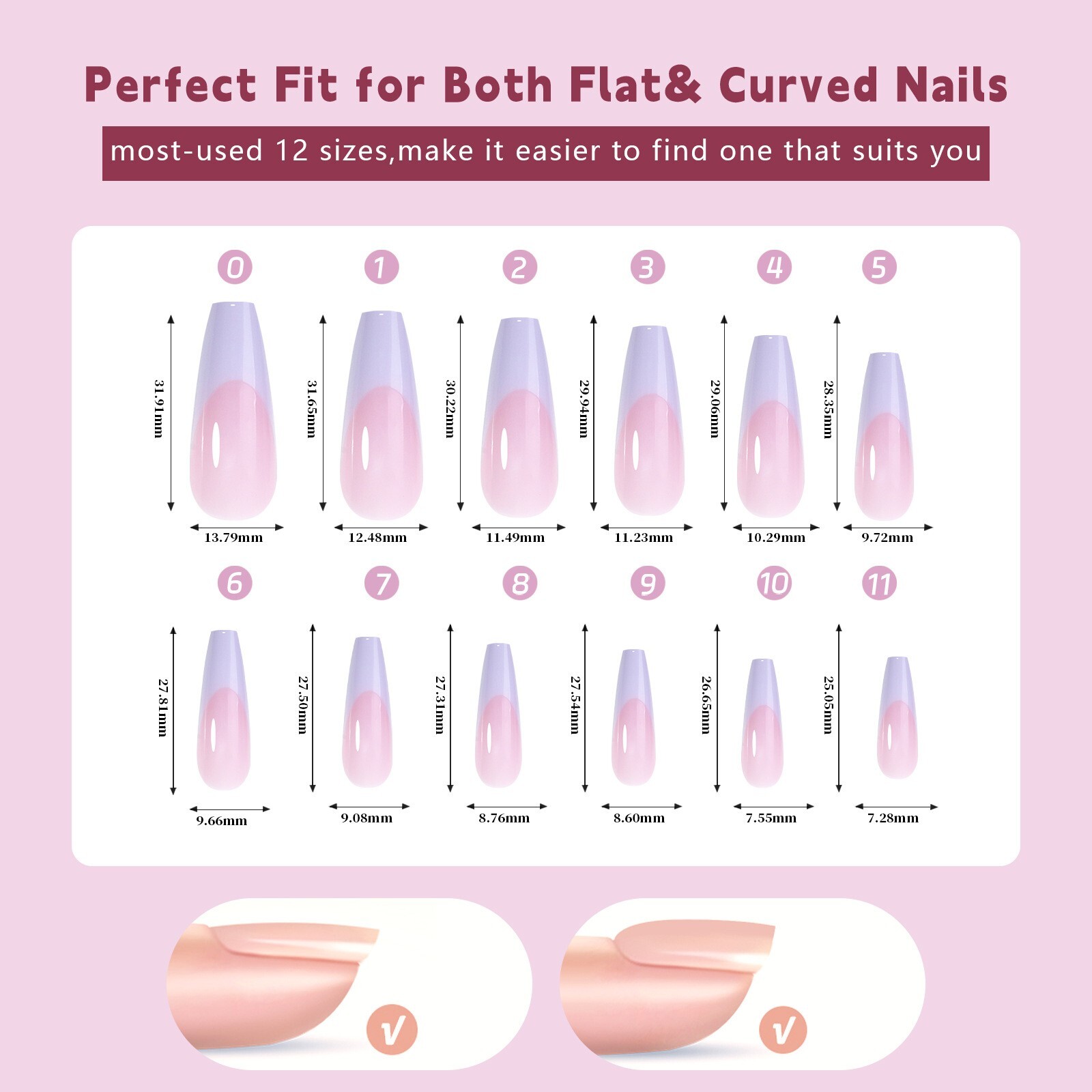 288pcs/Box Mix Colorful Acrylic False Nail Art Tips French Shape Press On Nails