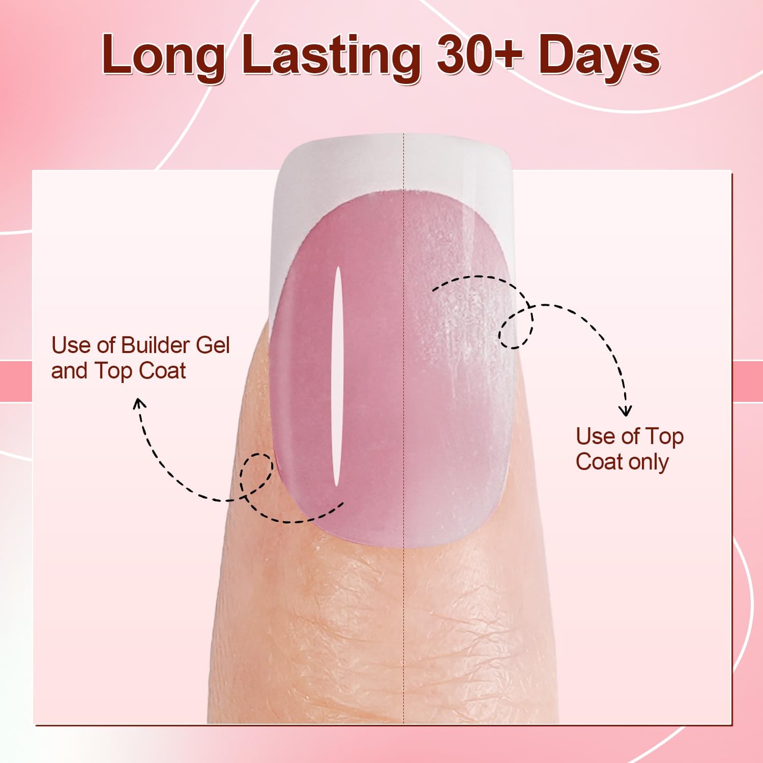 French Tip Press On Nails – 15 Sizes Pink Short Round French Tips,Soft Gel Na…