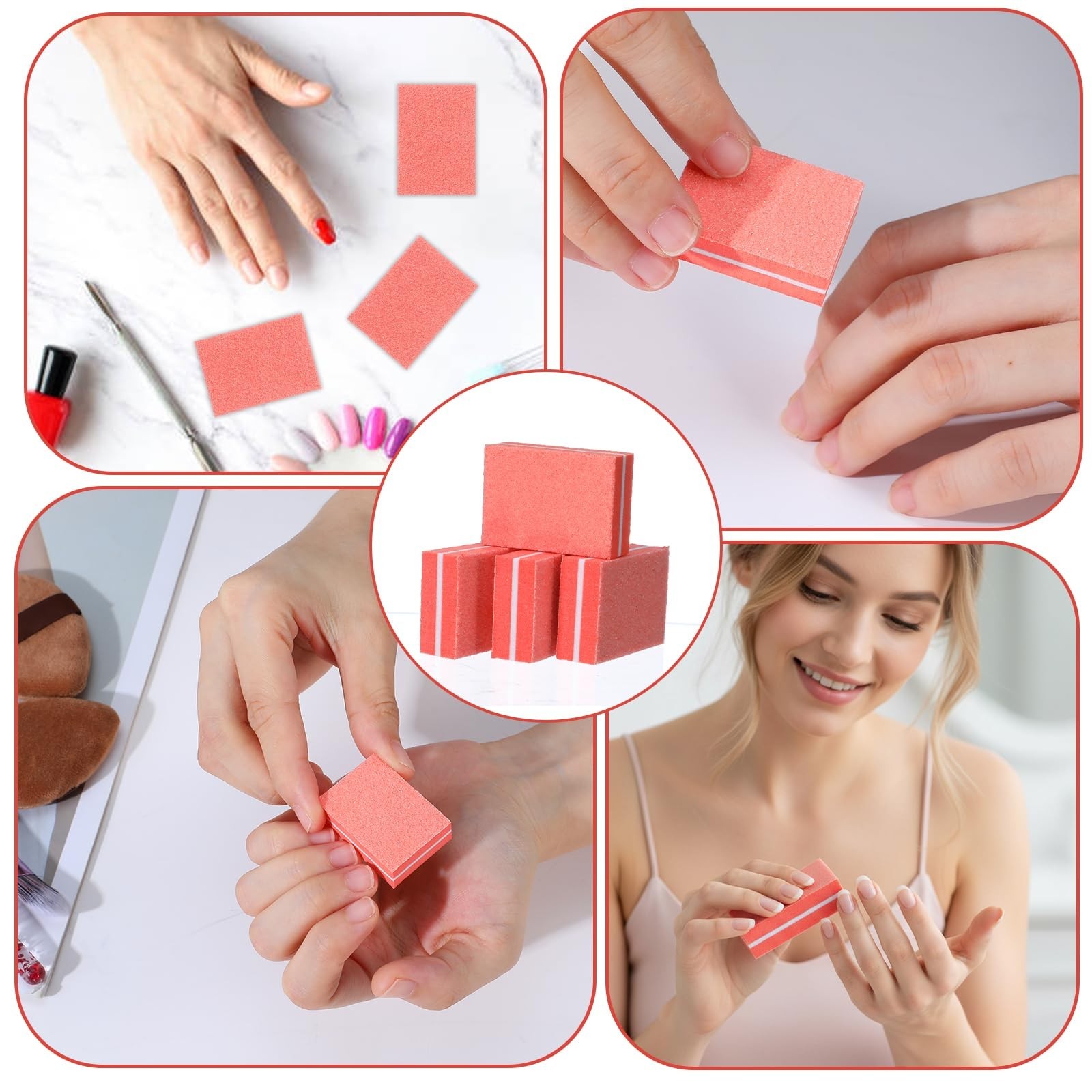 600 Mini Nail Buffer Blocks 80/100 Grit – Professional Salon Nail Files for Acry