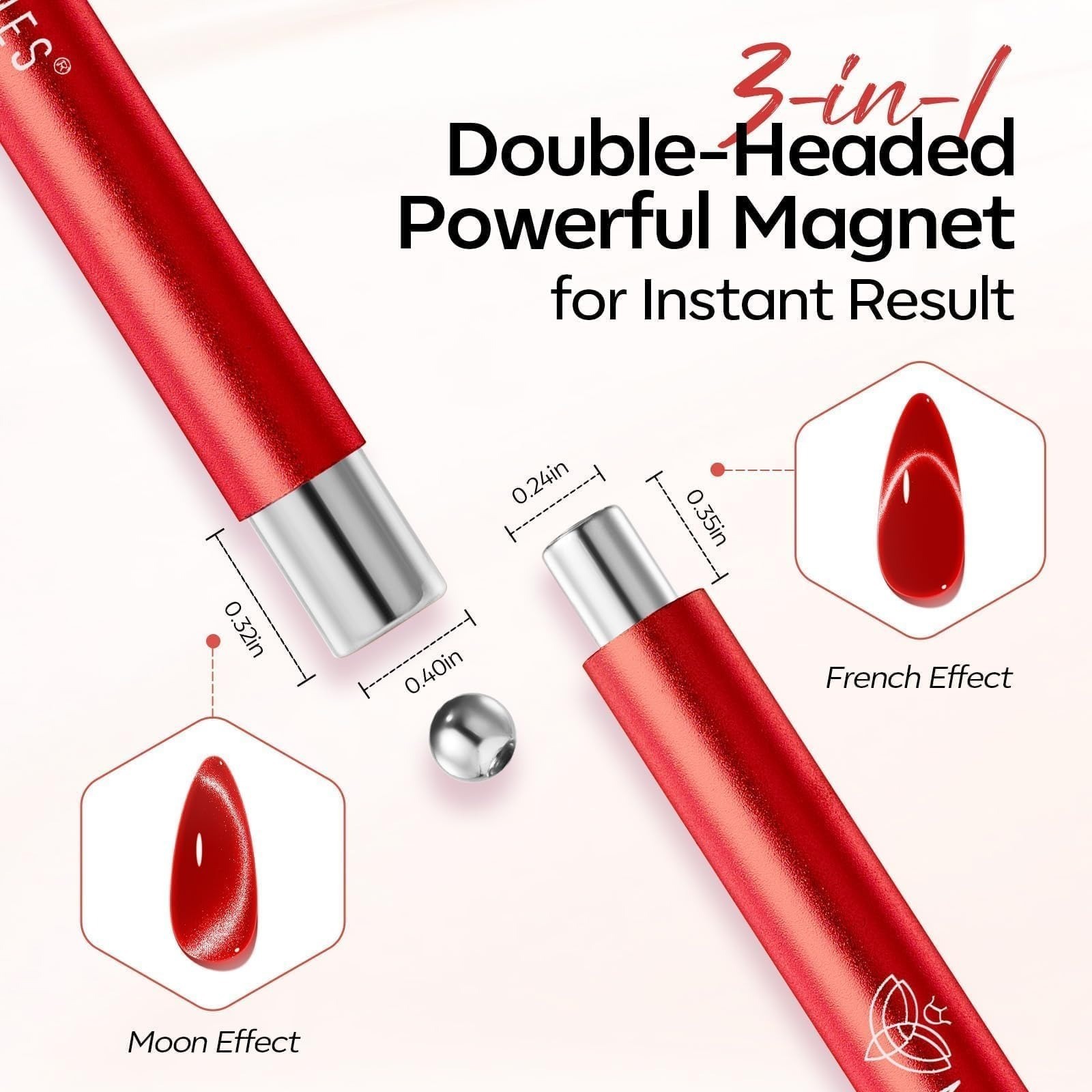 Modelones Cat Eye Magnet 5PCS 3-in-1 Dual-head Nail Art Tool