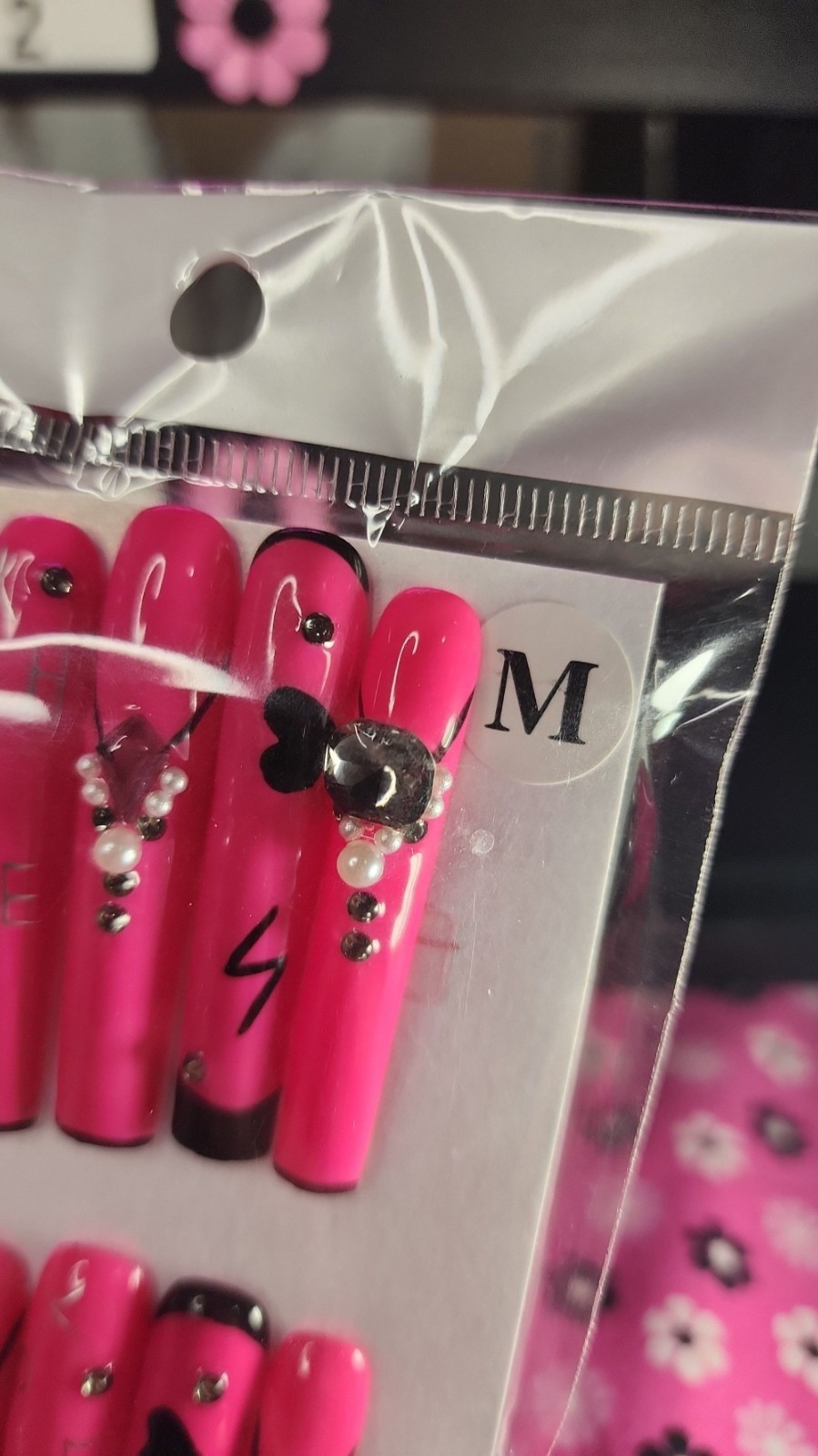 Medium Size Super Long Hot Pink Y2K Square Press-on Nail Set