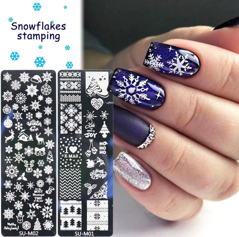 Christmas Snowflake Joy Stamping Plates Nail Art Stamp Templates Stainless Steel