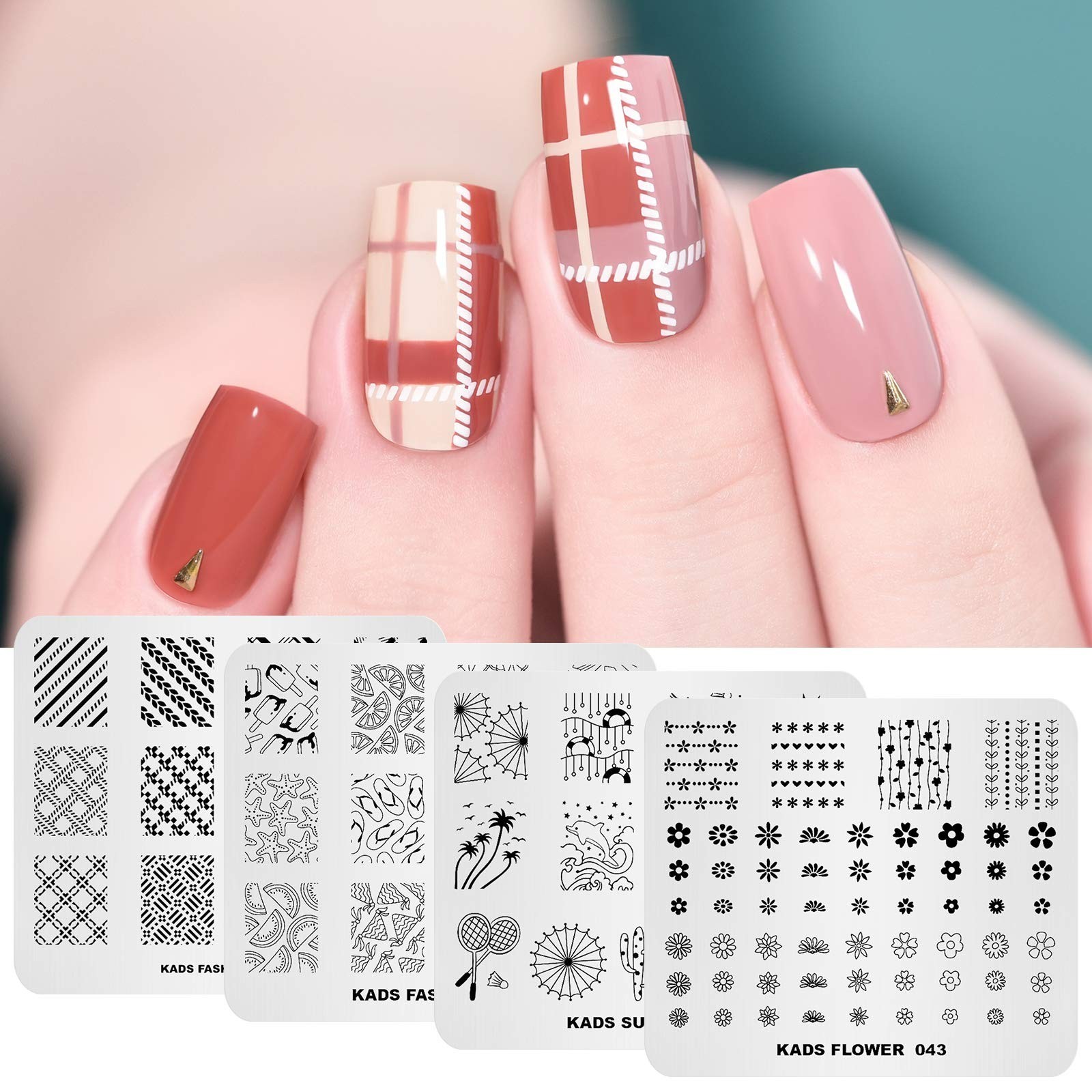 20Pcs Nail Art Stamping Plates Set – Floral, Animal & Leaf Designs for DIY Manic