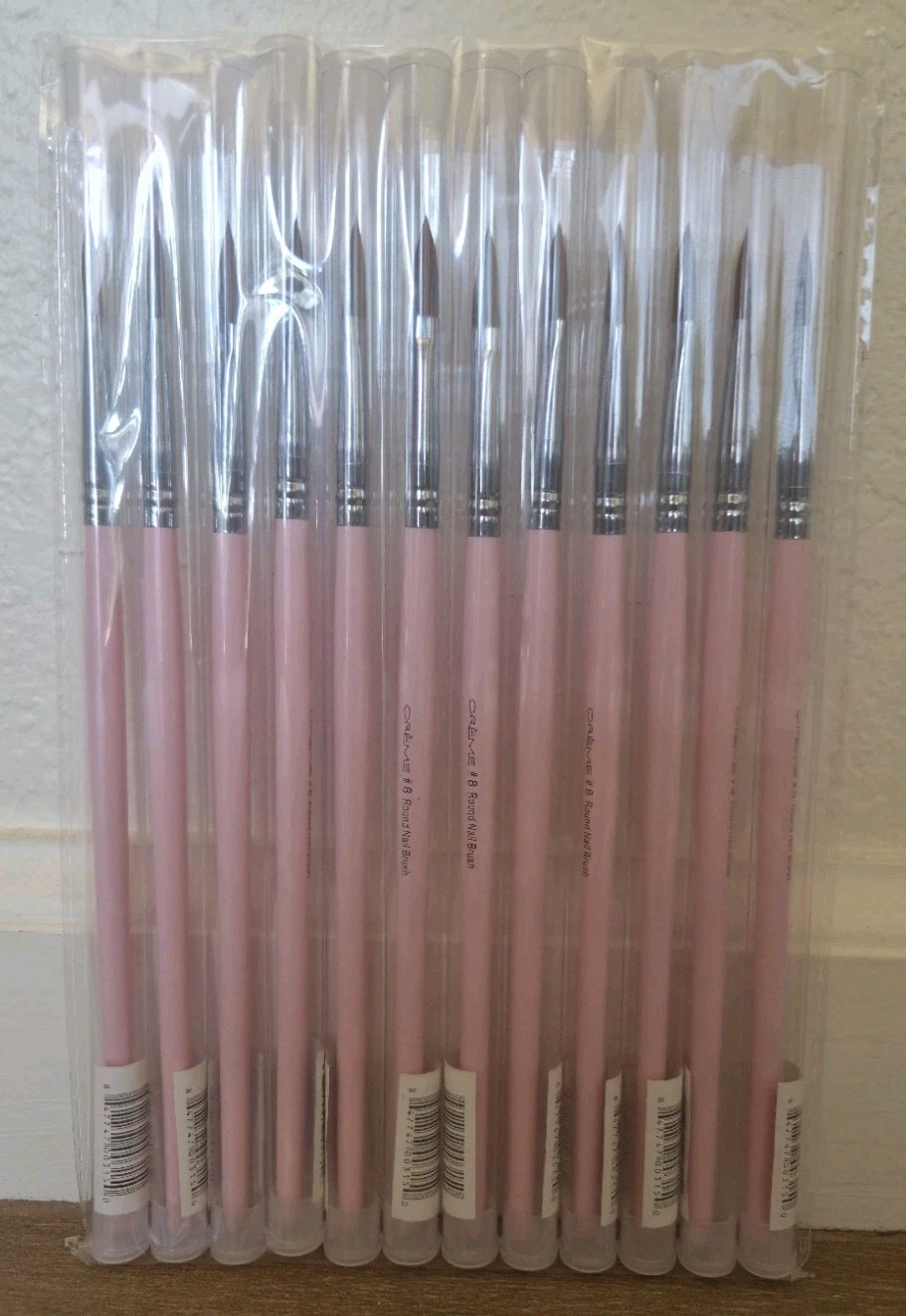 12 Piece Set CREME #8 ROUND NAIL BRUSH