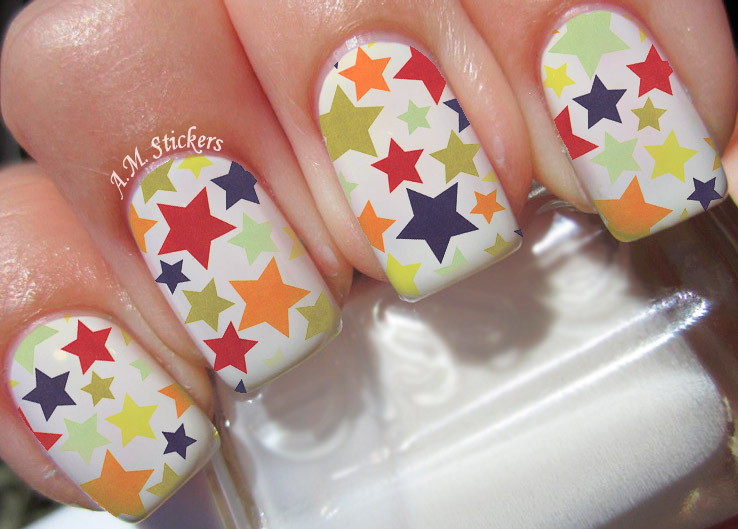Stars Nail Art Stickers Transfers Decals Set of 22 – A1083