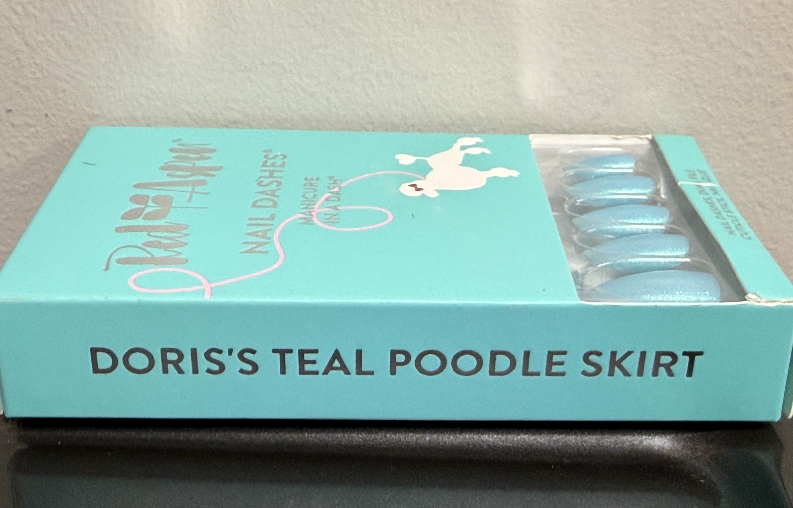 Red Aspen Press On Nails~ Doris’s Teal Poodle Skirt ~ medium almond
