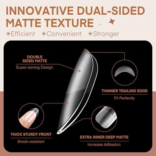 Oval Round Gel x Nail Tips, 504pcs Full Matte Short Oval Almond Oval Full Cover