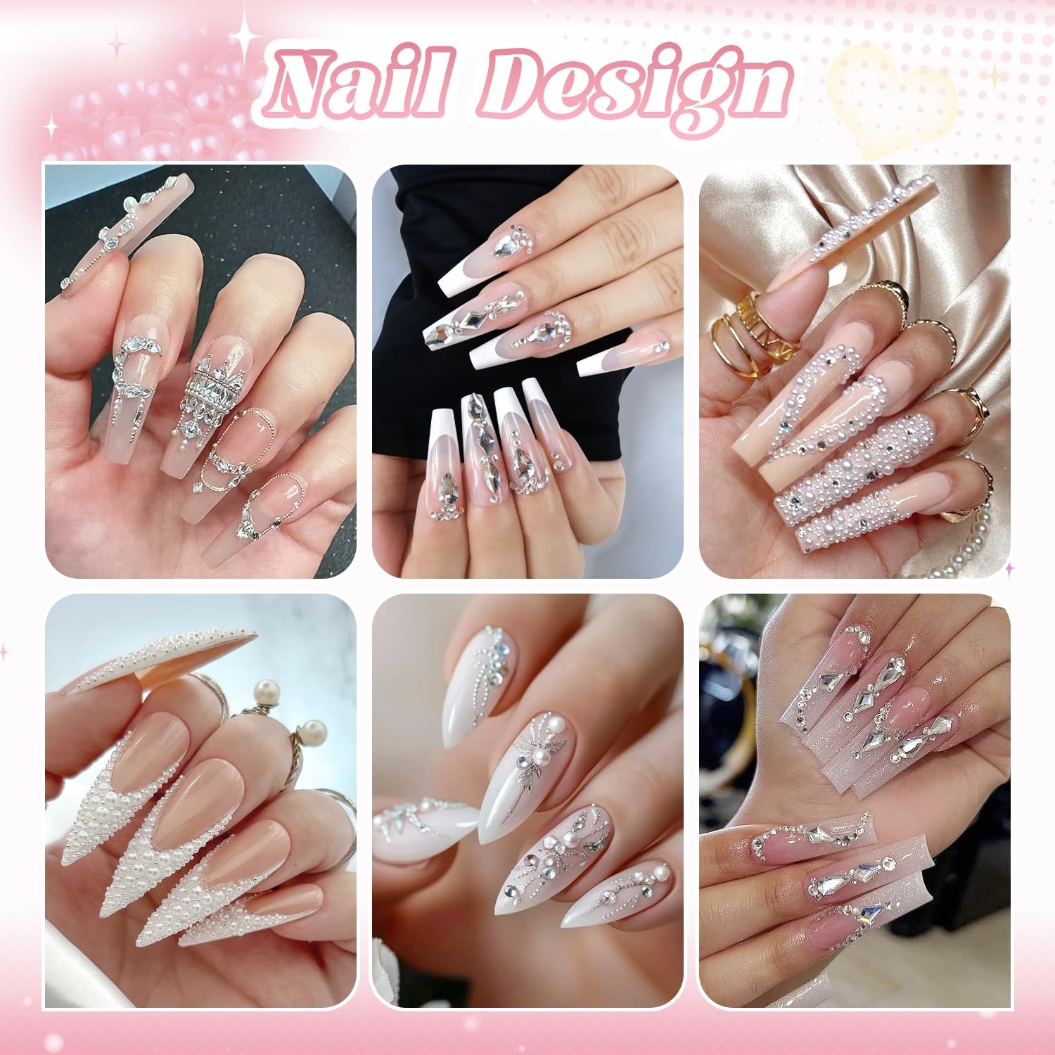 1.5Mm, 2Mm, 2.5Mm, 3Mm, 4Mm, 5Mm, 08 2 Boxes Nail Art Decos Set 22+Glue