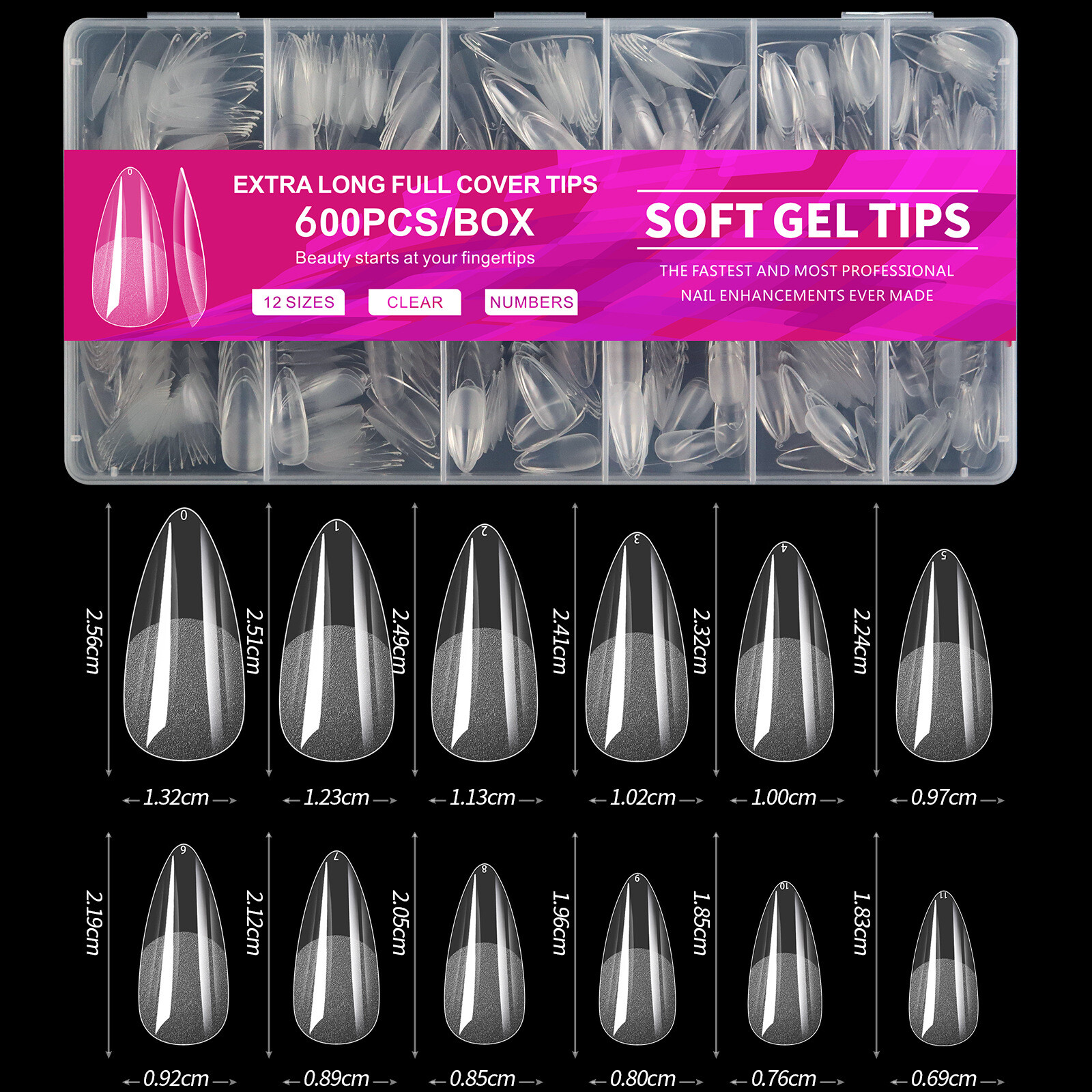 Ballerina Square Nail Almond Soft Clear Gel Tips Semi Frosted Full Cover Nails