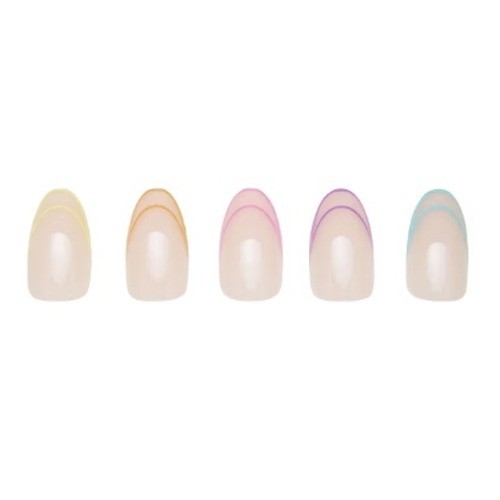 Glamnetic Neon Lights Press-On Nails Short Oval French Tip Multi-Color 30ct NIB