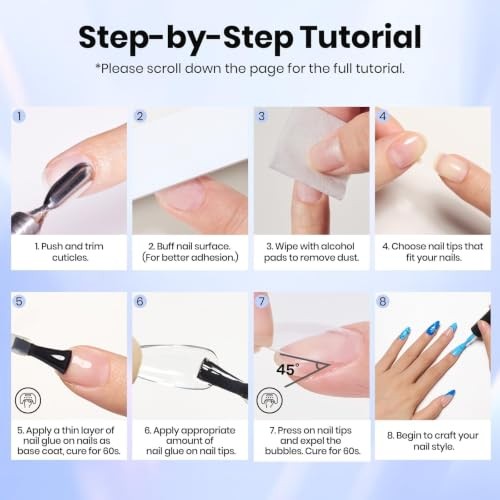 2-Pack Gel Nail Glue for Acrylic Tips UV Clear Self-Leveling 15ml Each