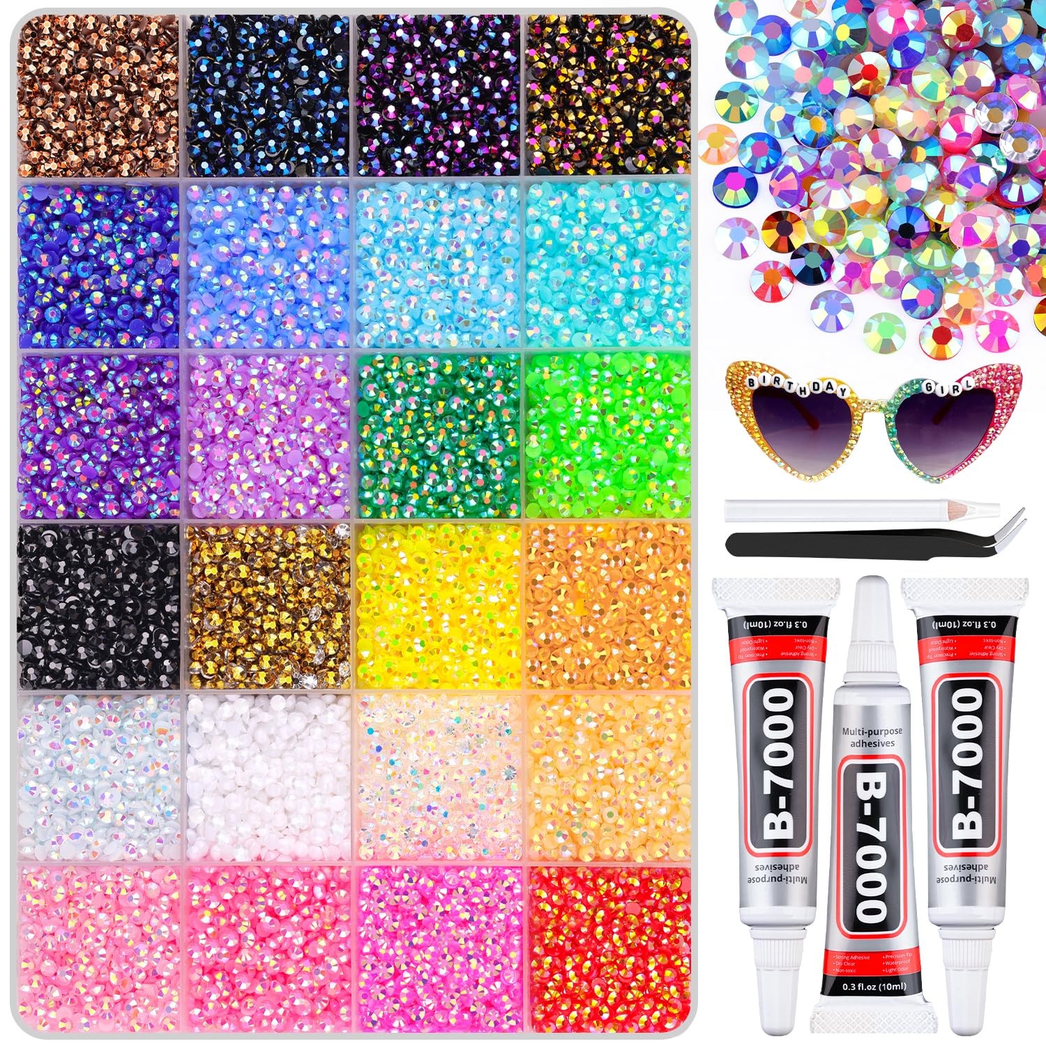 BELLEBOOST 35000PCS Jelly Bedazzler Kit with Rhinestones, 3mm Flatback Gems f…
