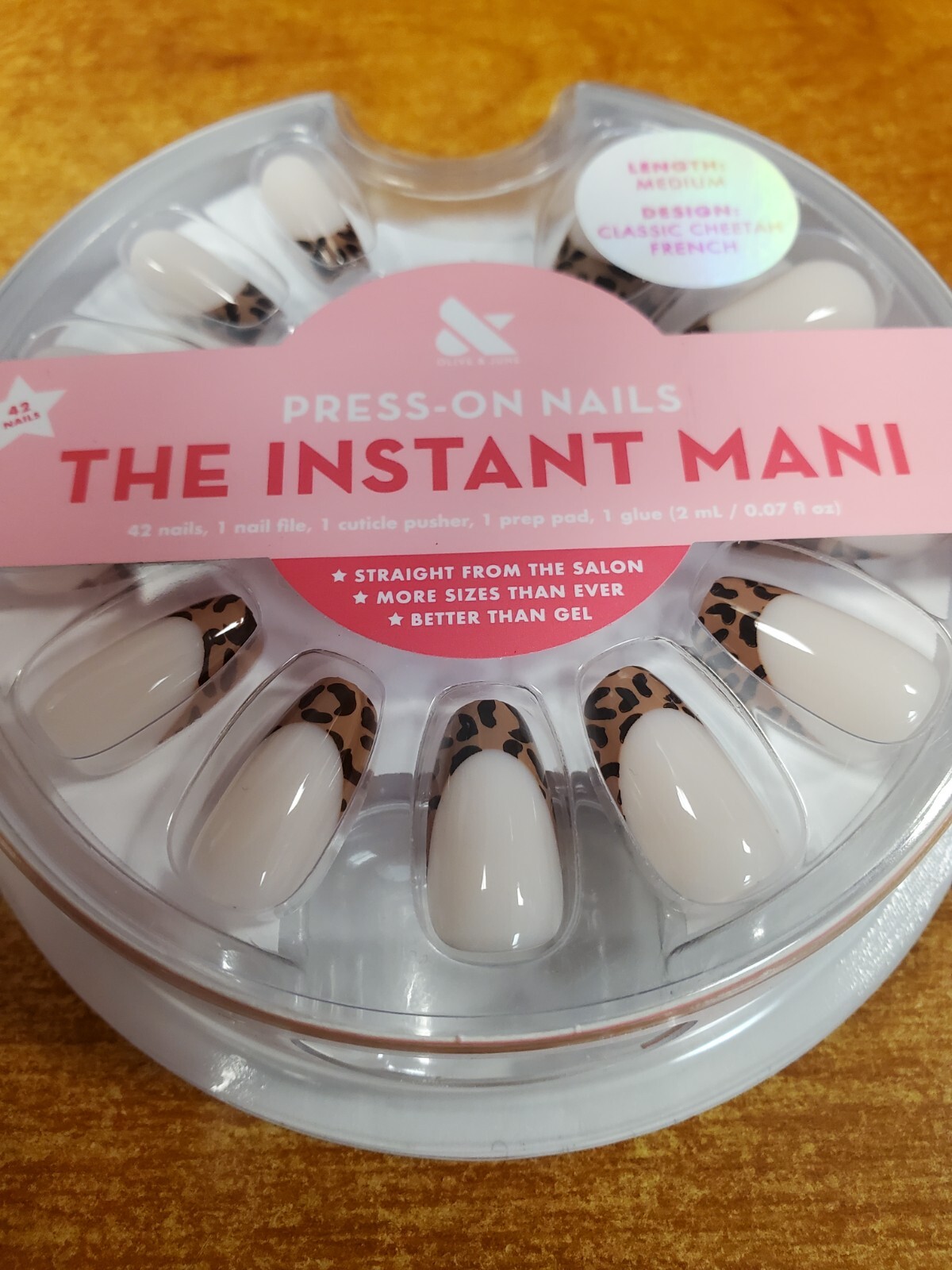 4 Pack: Olive & June The Instant Mani Nails Medium Cheetah French (9732) R8P1b