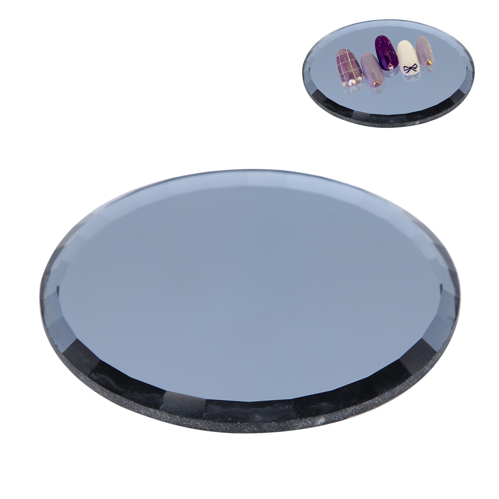False Nail Mirror Glass Display Board Manicure Drawing Color Mixing Tool (Black)