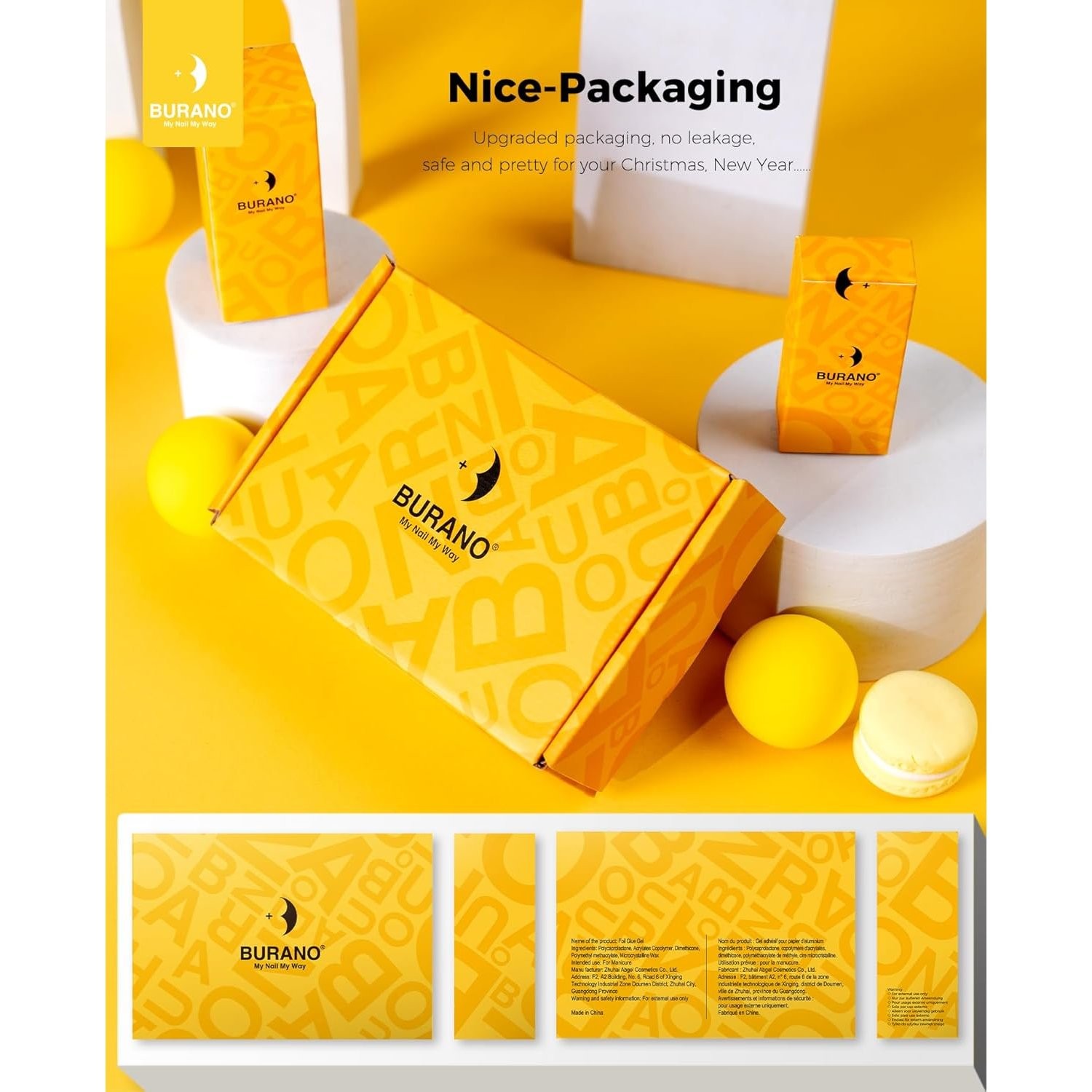 Nail Art Foil Glue Gel 5ML 2 Bottles with 60PCS Stickers for Salon Use