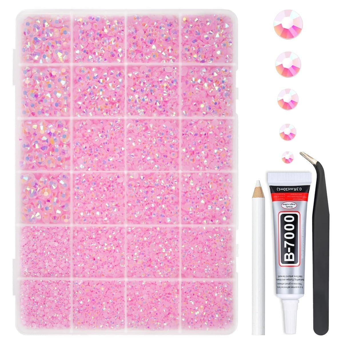 qiipii Light Pink AB Resin Rhinestones w B7000 Glue for Bedazzling Crafting 2…