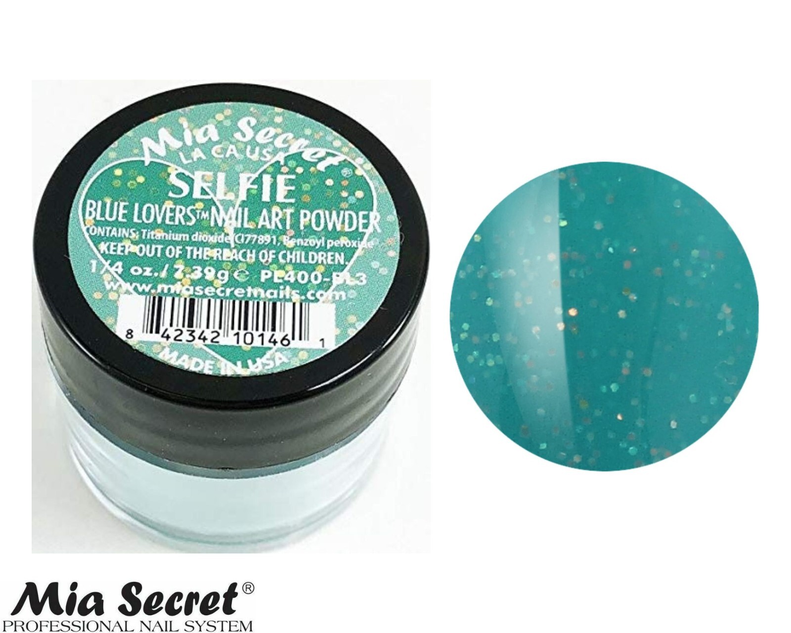 MIA SECRET Nail Art Powder 1/4oz-Selfie (BLUE LOVERS COLLECTION)