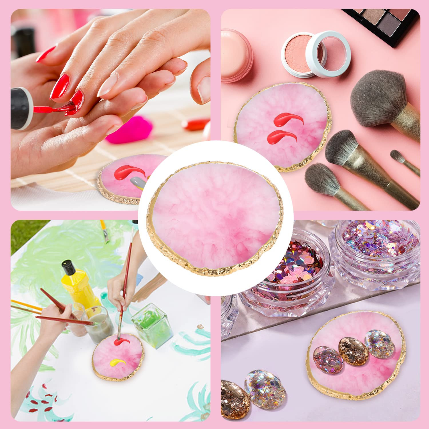 Resin Nail Art Palette Brush Set Color Mixing Dotting Pen Nail Tools Salon DIY