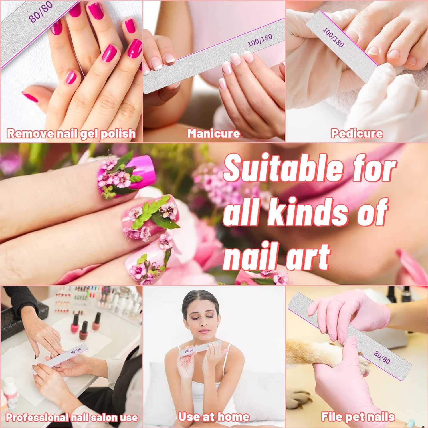 Nail Files 80 Grit, 80/80 Grit Nail Files, Jumbo Nail Files for