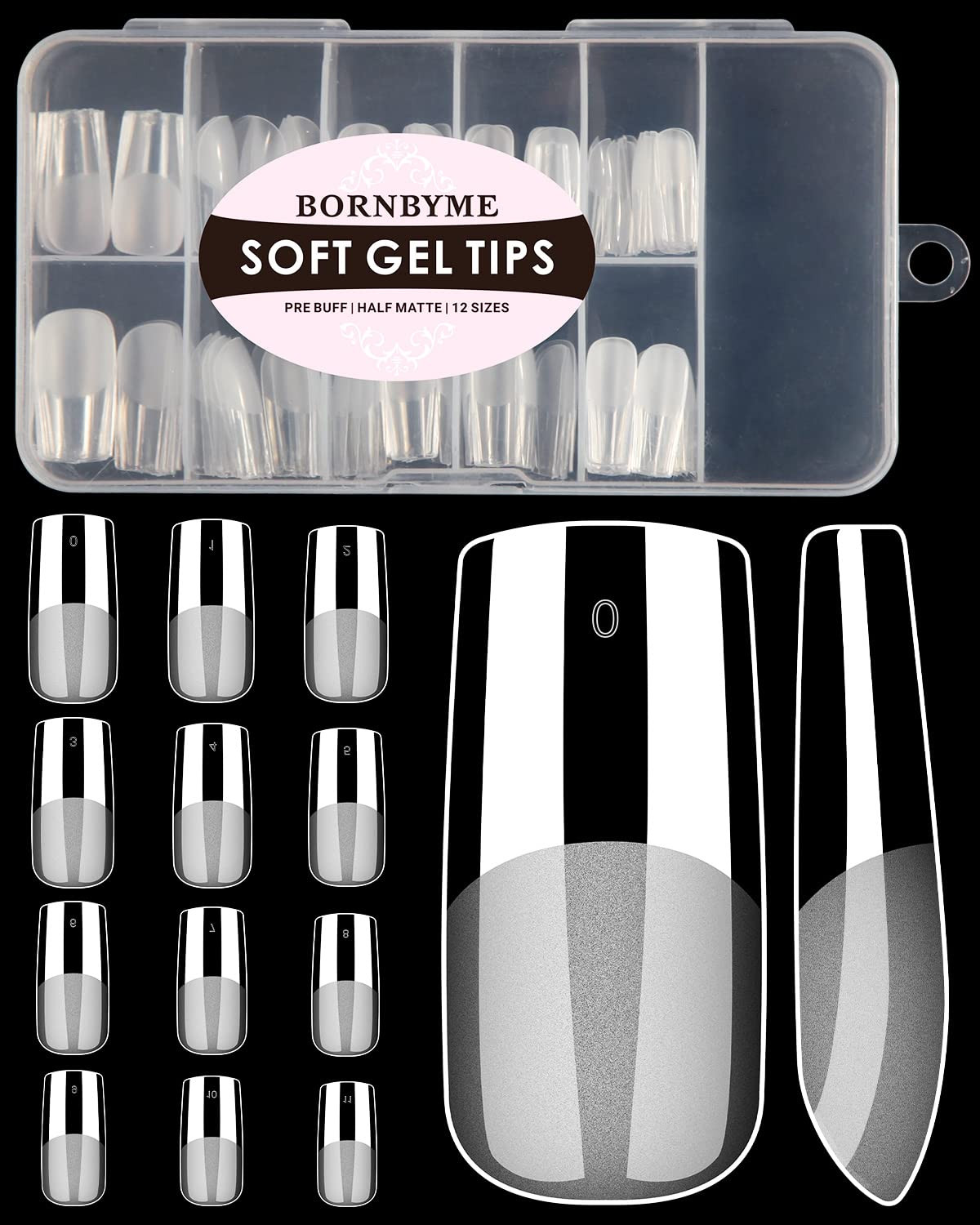 Soft Gel Nail Tips Medium Square, 120PCS Pre Buff Full Cover Nail Extenison T…