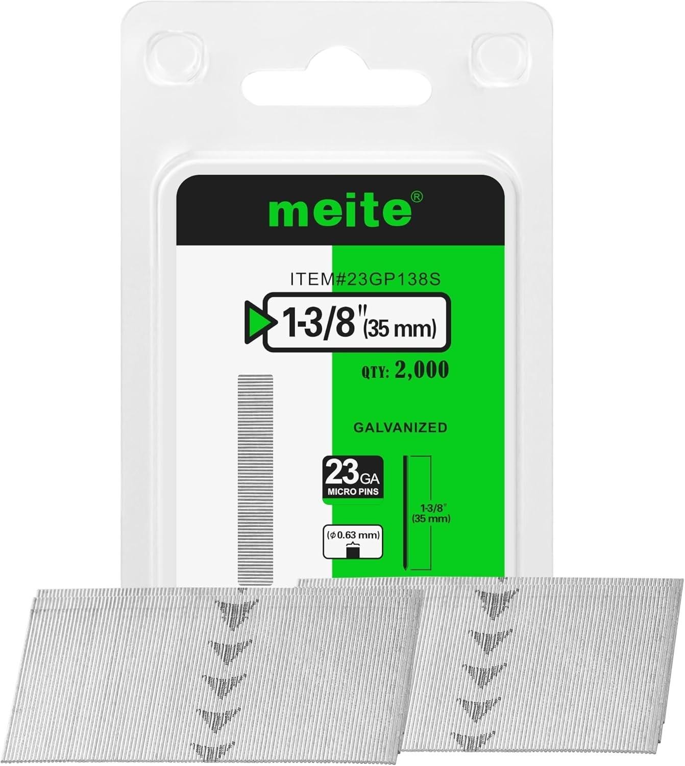 Meite 23 Gauge Pin Nails, 1-3/8 Inch Micro Headless Pins – Galvanized 23ga Pins
