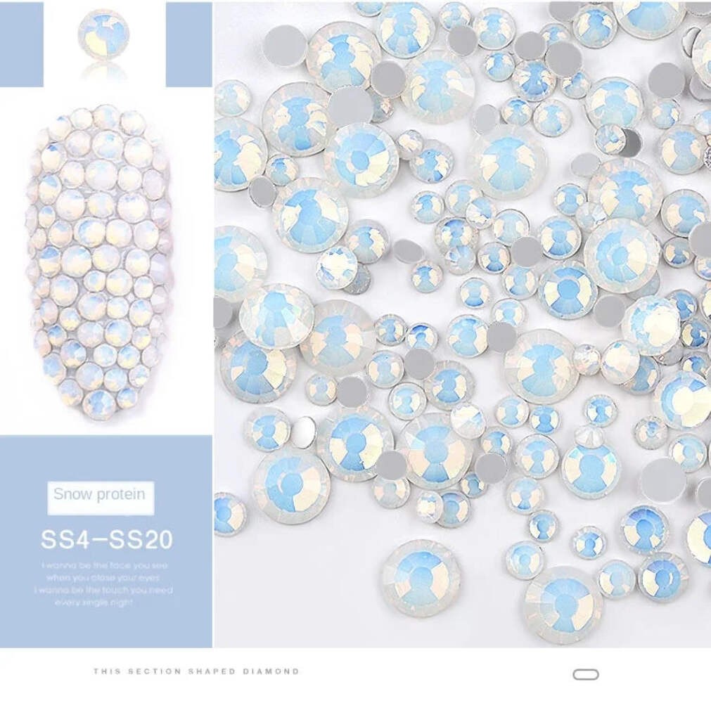 Shiny SS4-SS20 Mixed Size Opal Stones Nail Art Decorations Glass Flat Back Rhine