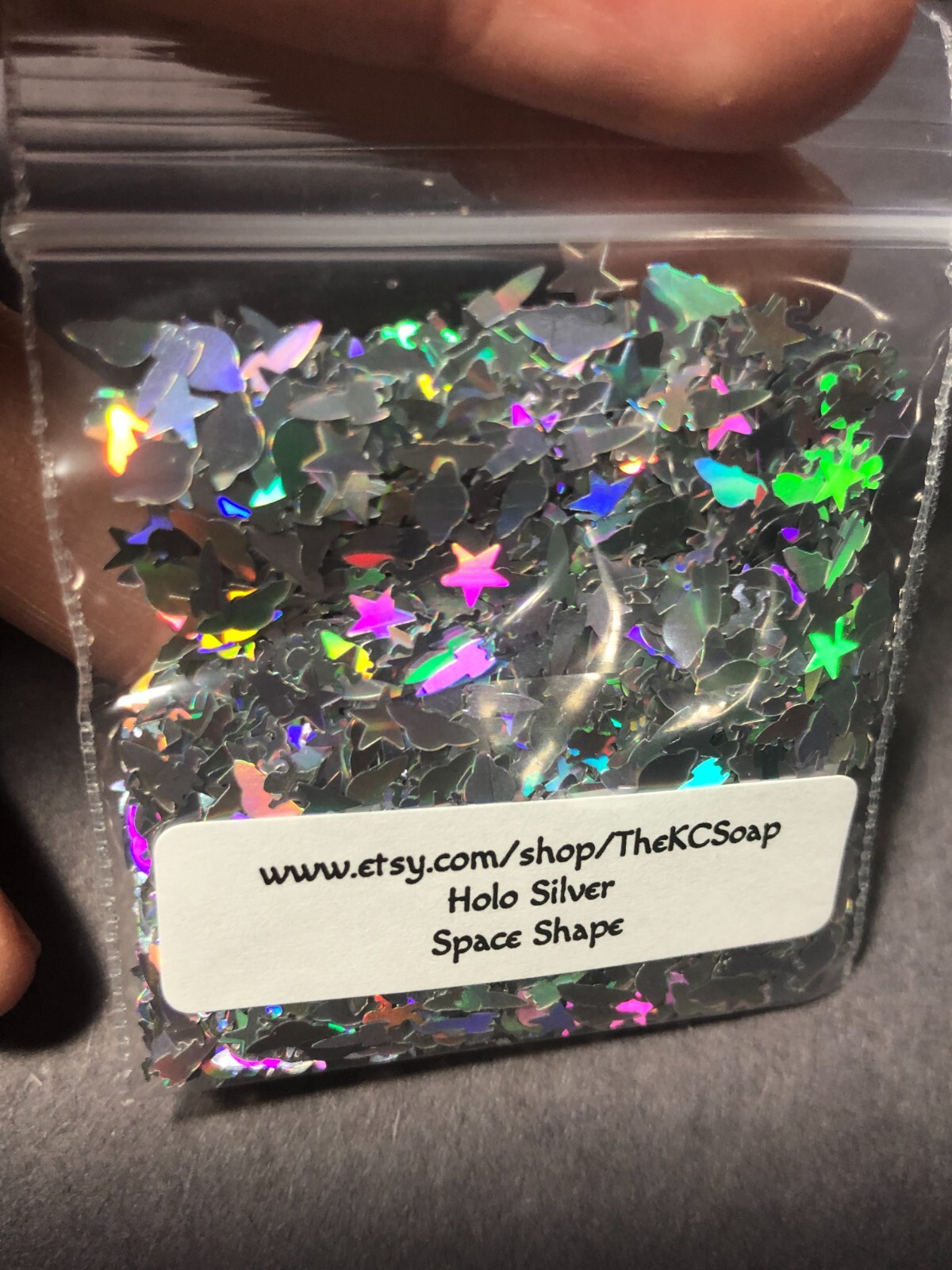 50g Solvent Resistant SPACE shape Glitter HOLO SILVER Nail ART Craft