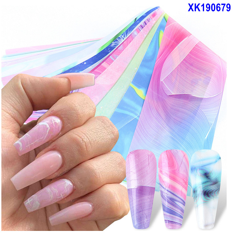 Marble Texture Rock Patten Metal Design Nail Foil Transfer Sticker 10pcs 20X4cm