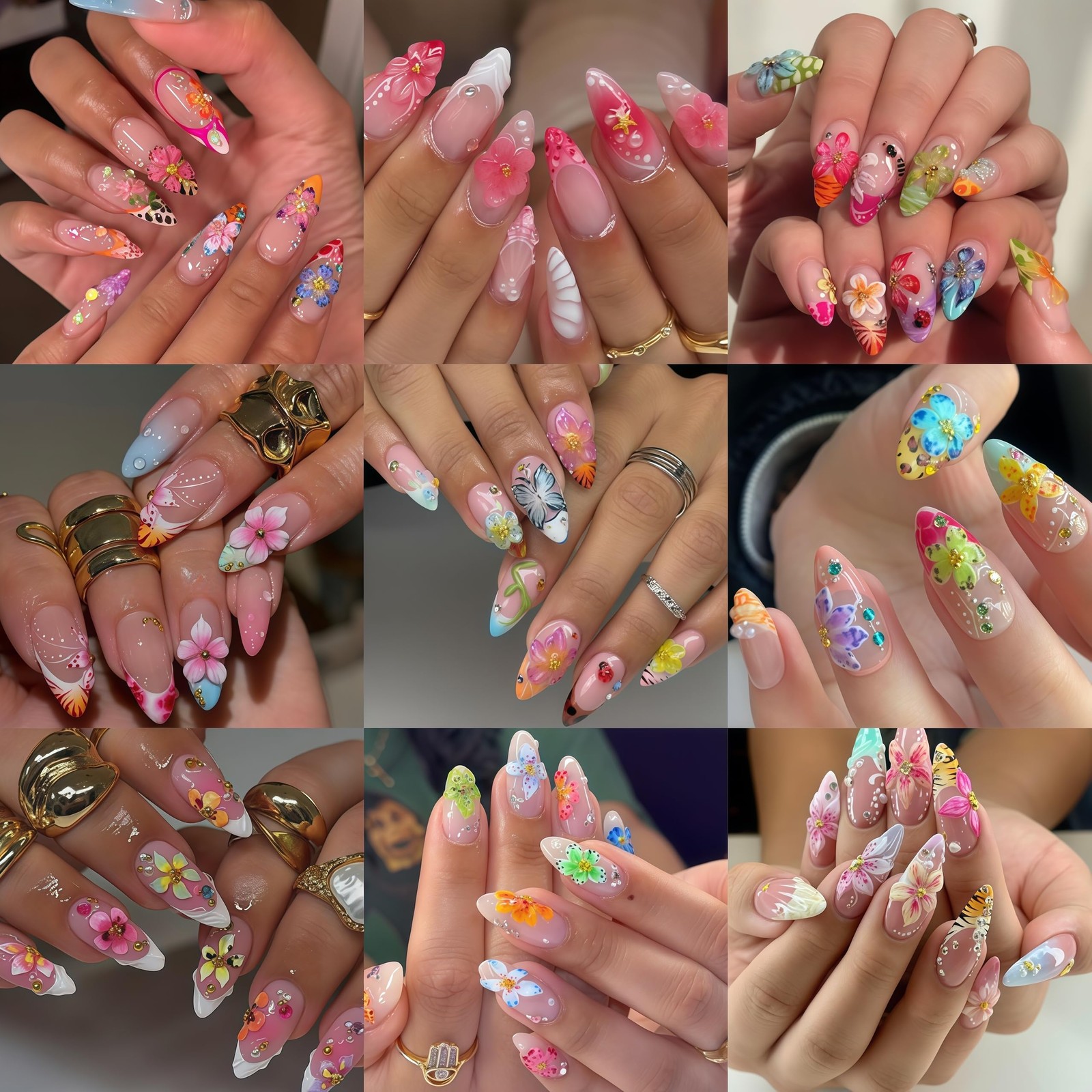 CnSybaris Hawaiian Flower 4 Sheets Nail Stickers