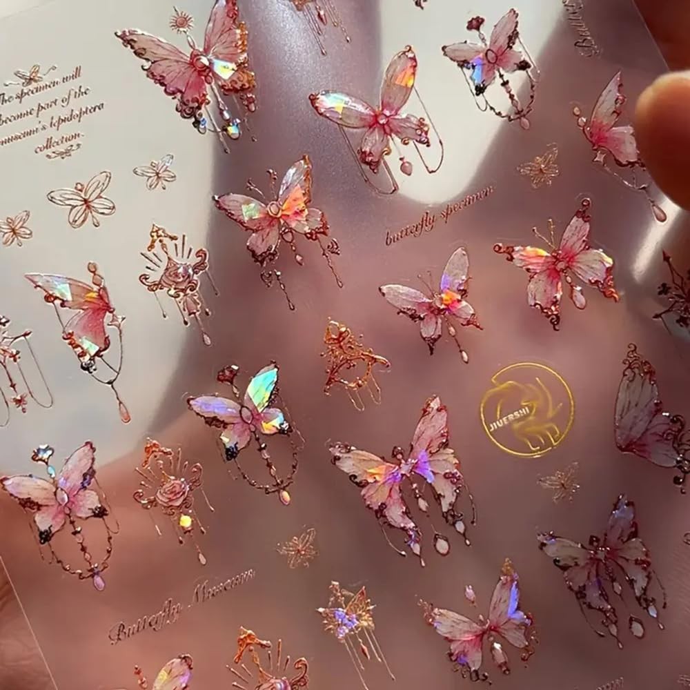 5D Embossed Butterfly Nail Art Stickers Decals Cute Self-Adhesive Pegatinas Uñas