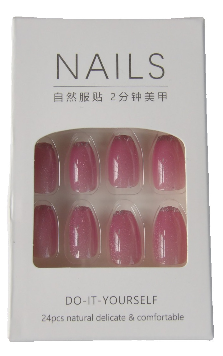 Pink Glossy Almond Shaped Press on Nails – 24 pcs – New in Box
