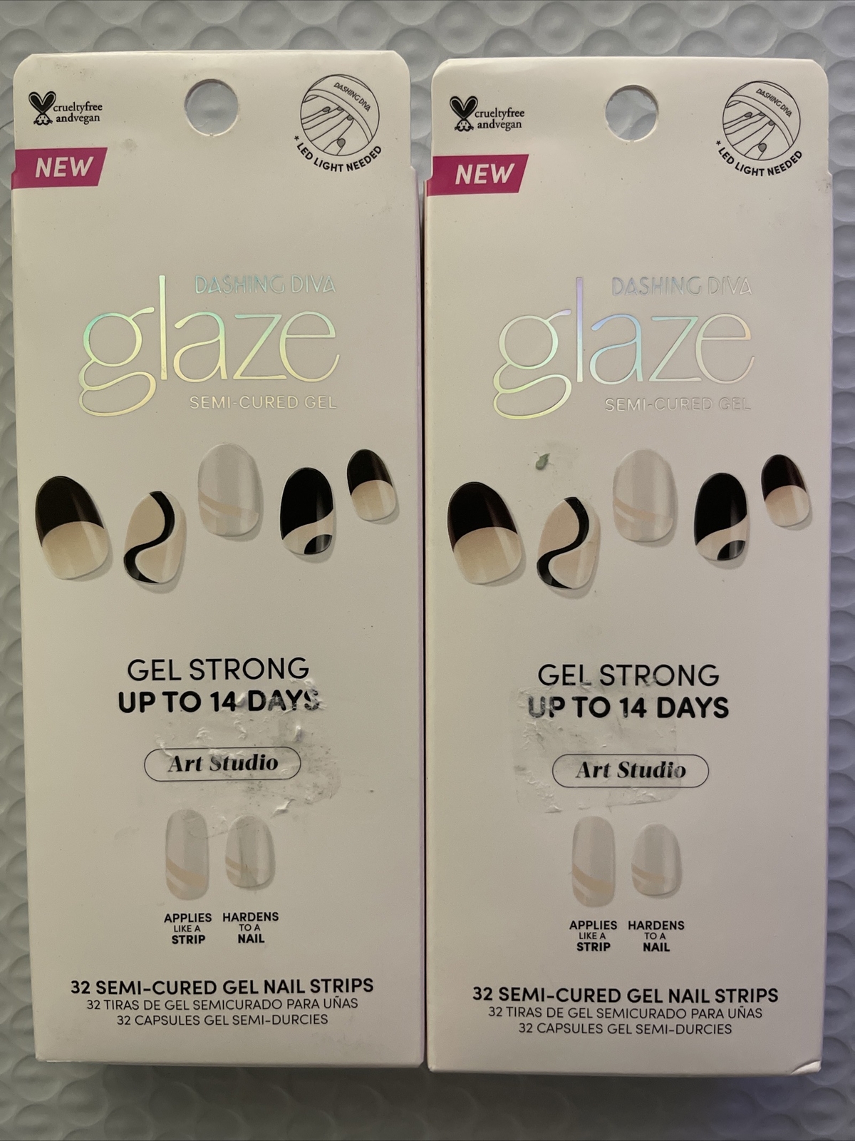 Lot of 2 DASHING DIVA GLAZE 34 Semi-Cured Gel Nail Strips IT TAKES TWO