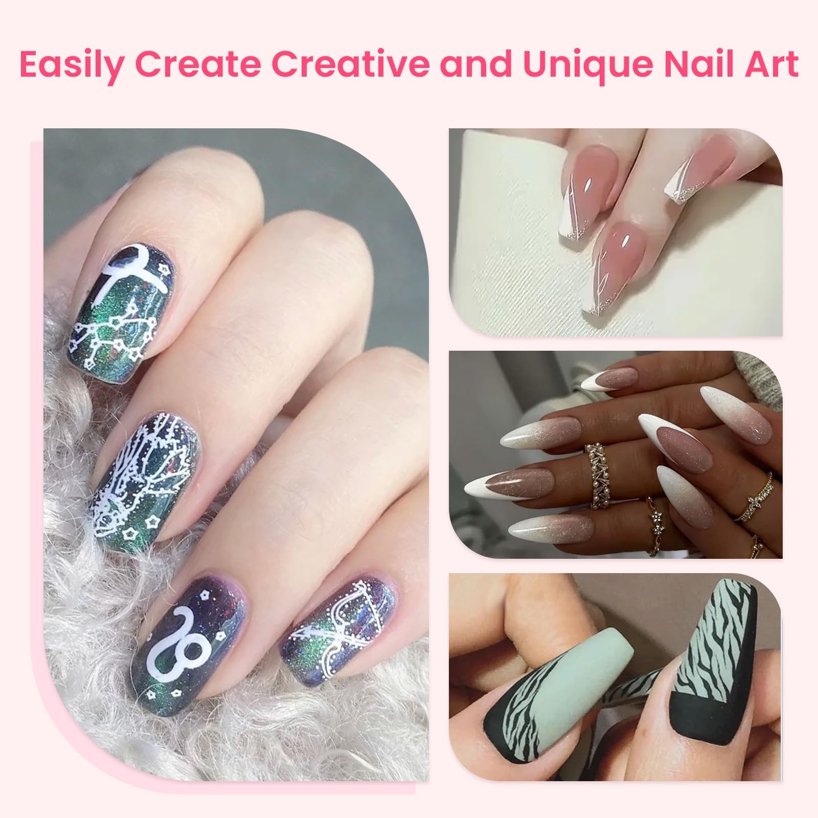 6PCS French Tip Nail Stamp Art Kit Clear Silicone Nail Jelly Stamper With Scr…
