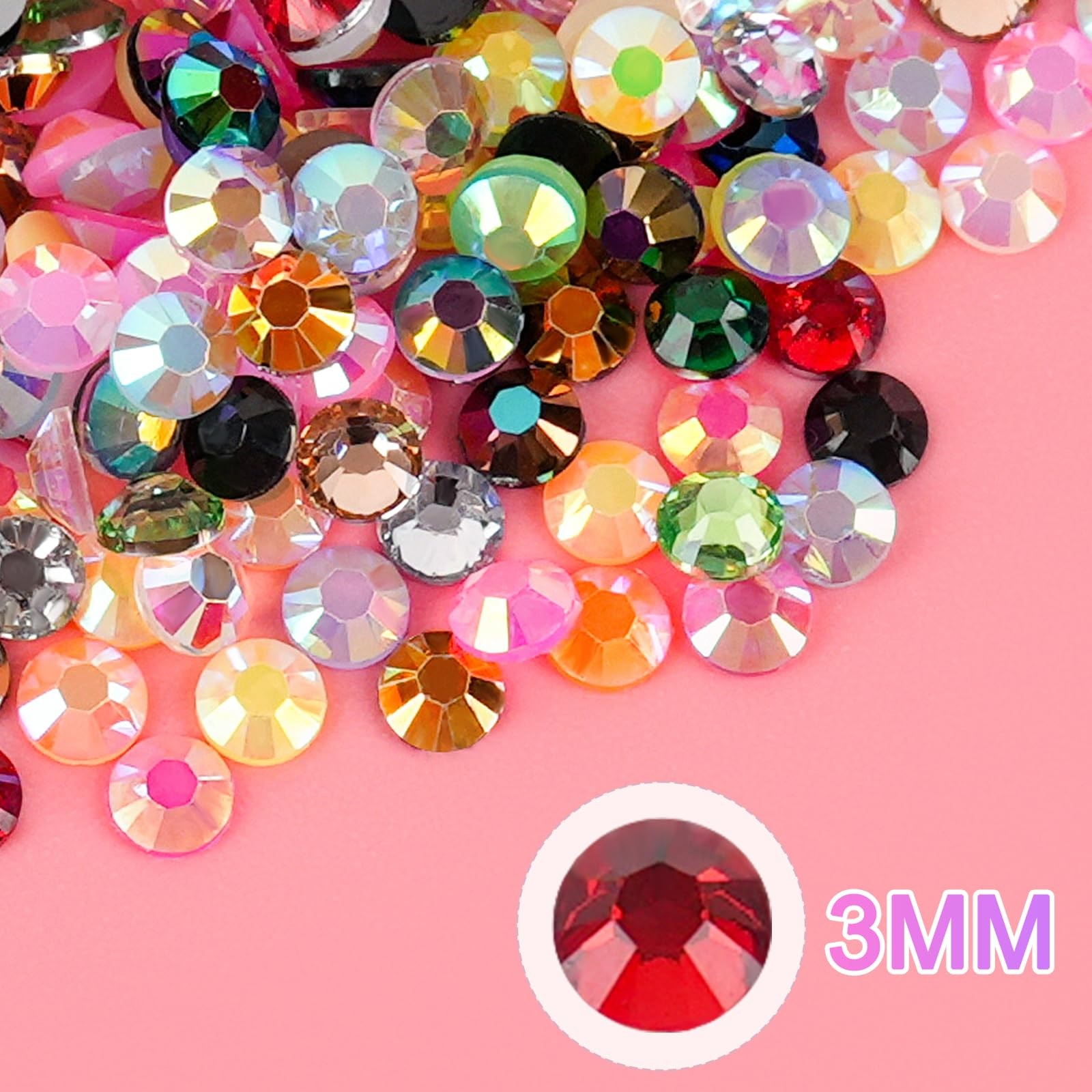 Canvalite 40000Pcs 40 Colors Jelly Rhinestones for Bedazzling, 3mm Multicolor…