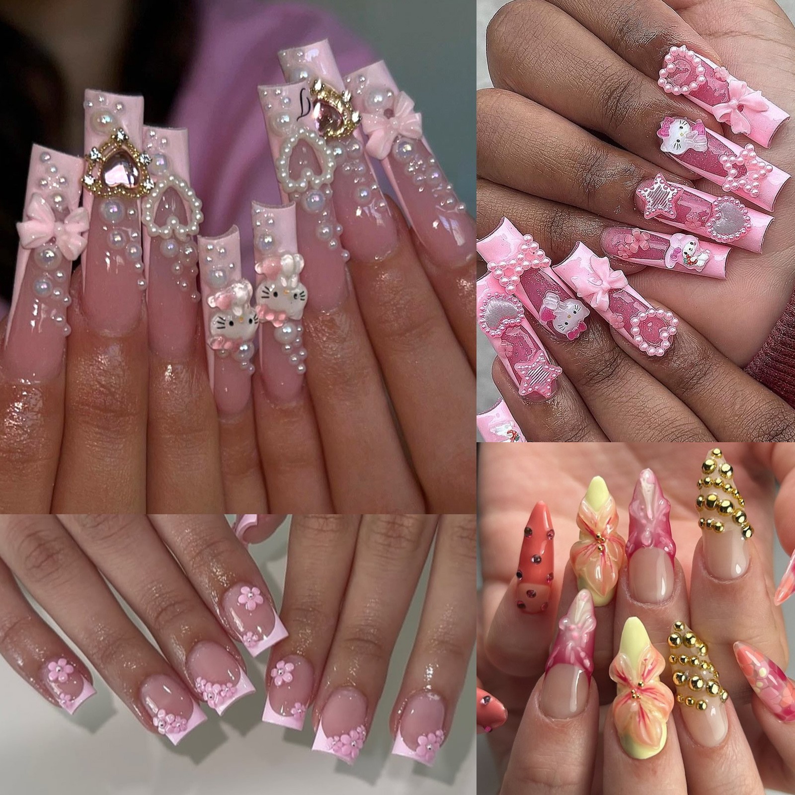 15Grids/Box Resin Nail Art Decor Multi Shape Flower Bow Butterfly Moon & Heart