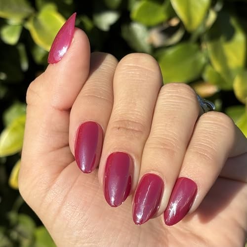 RED BABE Press-On Nails by | Short Almond Red Chrome Nails Red Babe