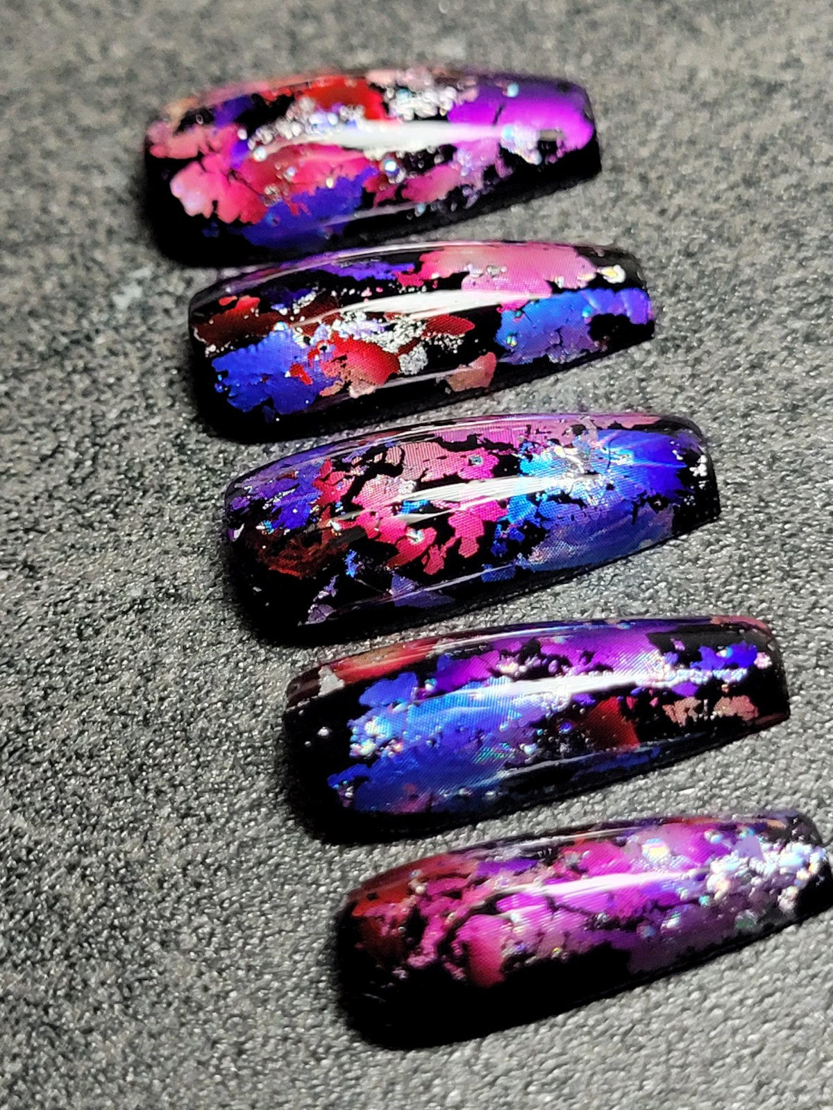 Custom Gel Press on Nails fake nails Handmade 10 pc set MEDIUM Pink Red Purple