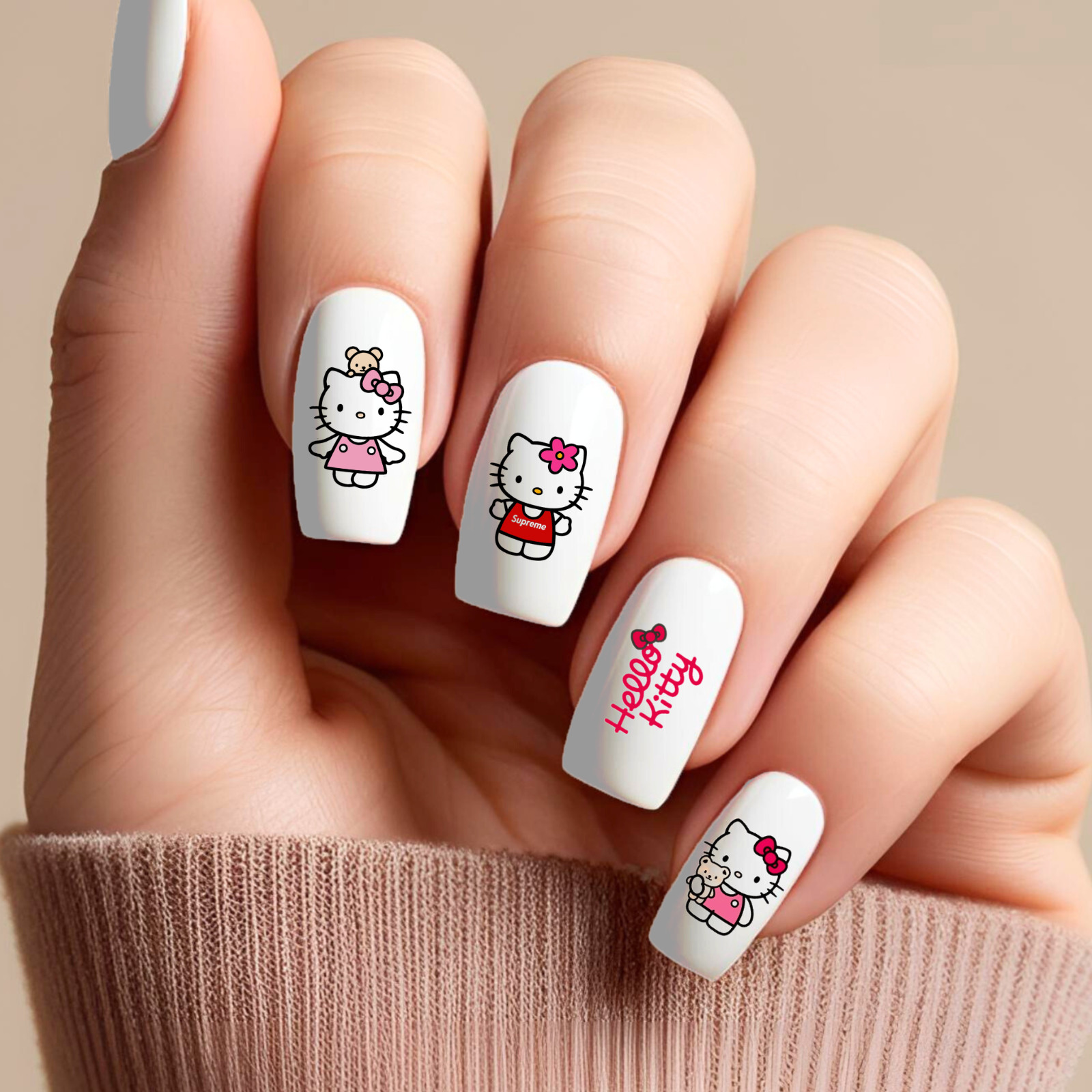 Hello Kitty Nail Decals Clear Water Transfer Overlay SM-1007