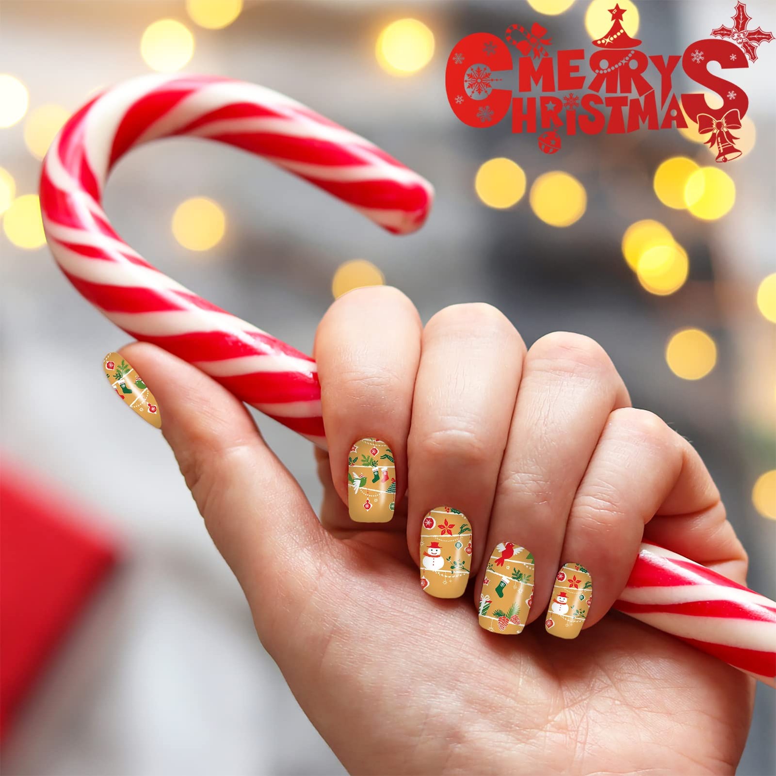 12 Sheets Christmas Nail Wraps Full Stickers Nail Polish Strips, DIY -Adhesiv…