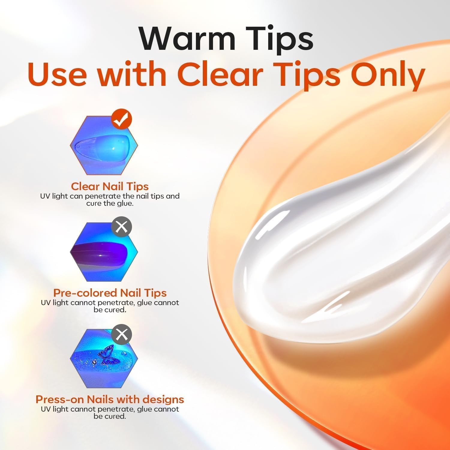 30g Solid Gel Nail Glue, Glue Gel on Nails for Clear Tips Super Strong Adhesi…