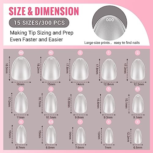 Extra Short Wide Fit Almond Nail Tips for Short Wider 07-Wide XS/XXS Almond