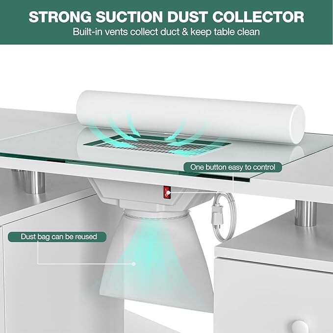 Manicure Table w/Dust Collector with FREE and FAST SHIPPING