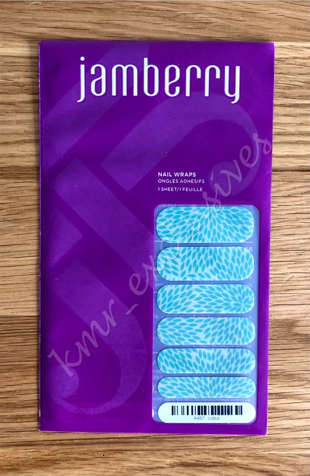 NIP Jamberry Retired Vinyl Nail Wraps Full Sheet “Lotus” Teal w Geo Leaf Pattern