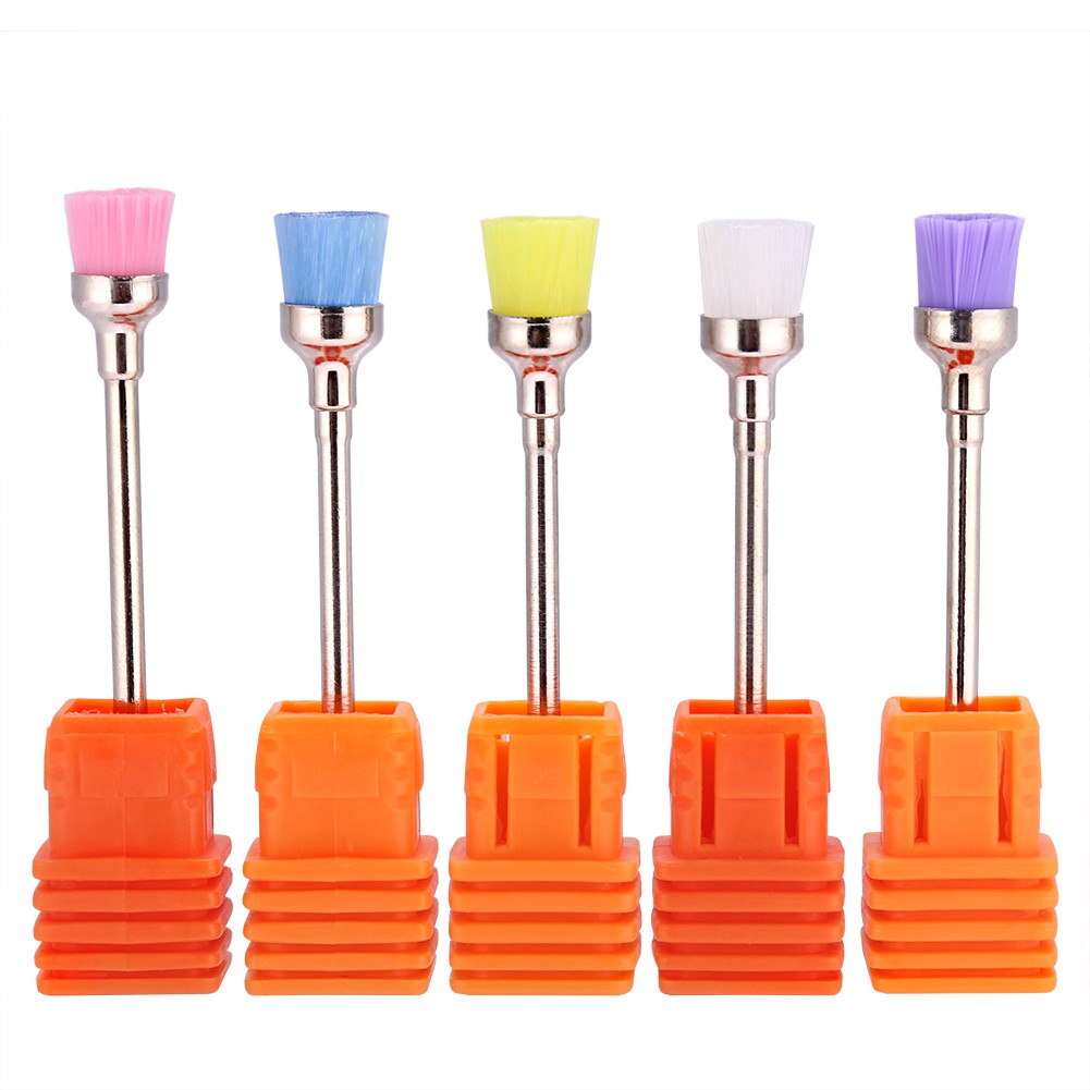 5pcs Nail Polish Grind Drill Clean Brush Head For Electric Nail Drill Machine